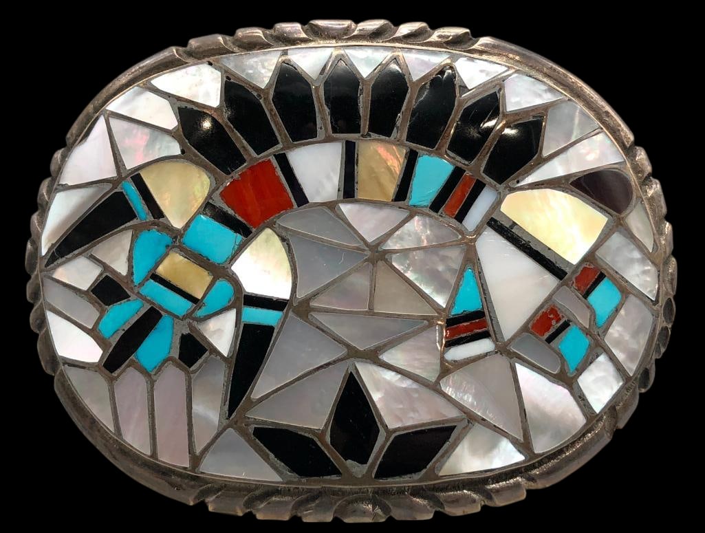 Zuni Inlay Buckle By Ralph and Lillie Kallestewa (1 of 10)