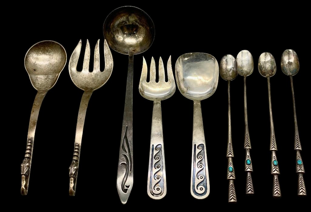 Group Of Vintage Sterling Silver Spoons And Forks - 470 grams (1 of 9)