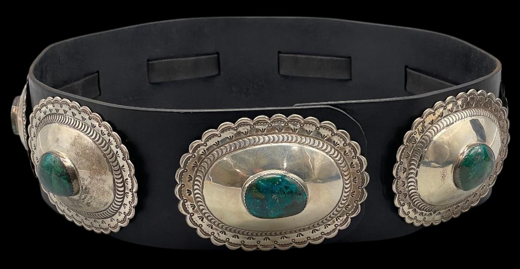 Massive Sterling Silver And Chrysocolla Concho Belt (1 of 9)