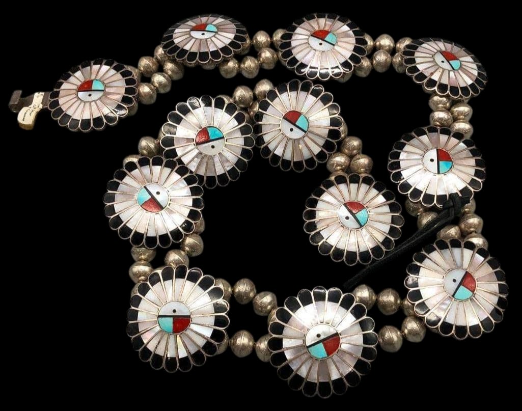 Vintage Sunface Inlay Concho Belt (1 of 14)