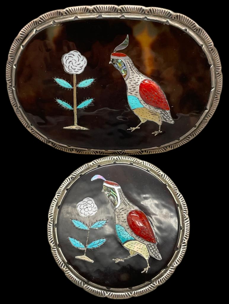 Quail Inlay Belt Buckle And Pin by Elliott Qualo (1 of 9)