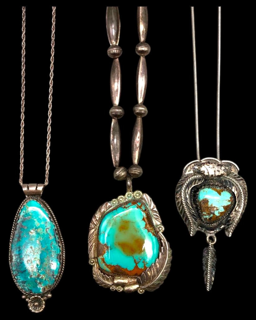 Three Turquoise And Sterling Silver Necklaces (1 of 16)