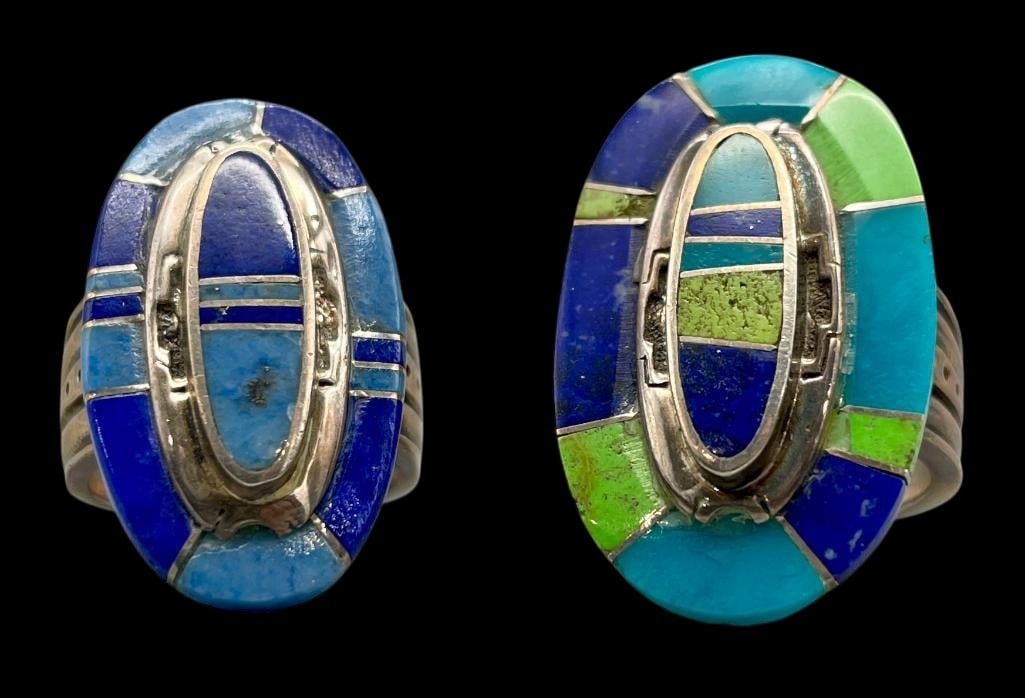 Two Multi Stone Inlay And Sterling Silver Rings (1 of 10)
