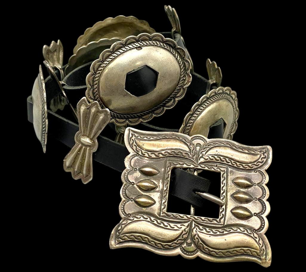 Vintage Sterling Silver Concho Belt With Slotted Conchos (1 of 14)