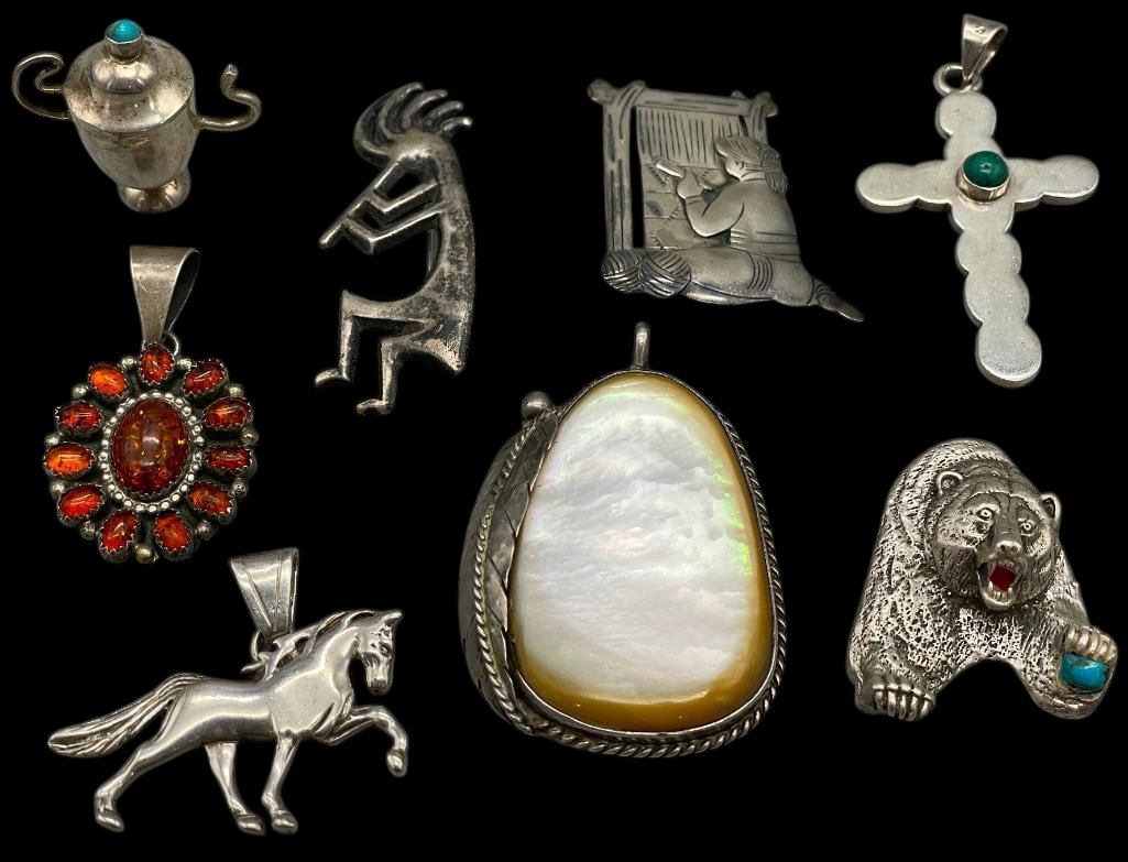 Group Of Sterling Silver Pendants, Pins, Etc. (1 of 10)