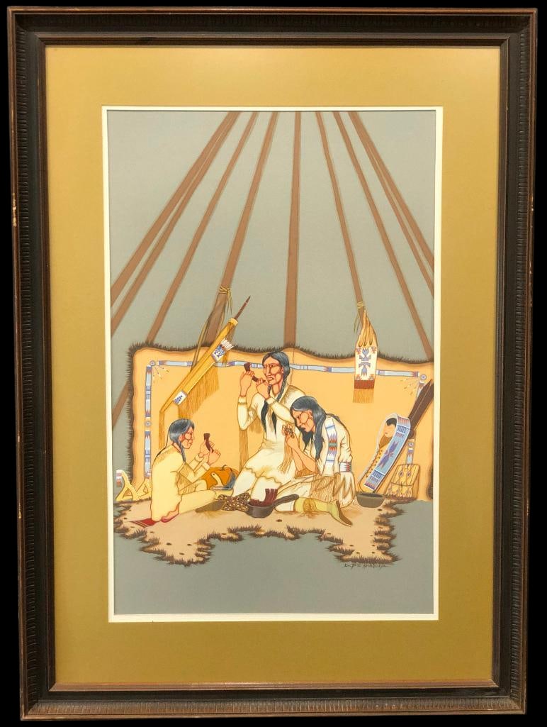 Large Framed Painting By Doc Tate Nevaquaya (1 of 10)