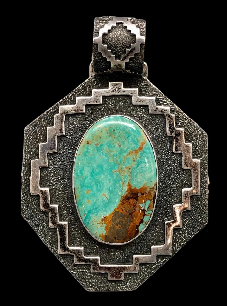 Turquoise And Sterling Silver Pendant Chimney Butte (1 of 9)