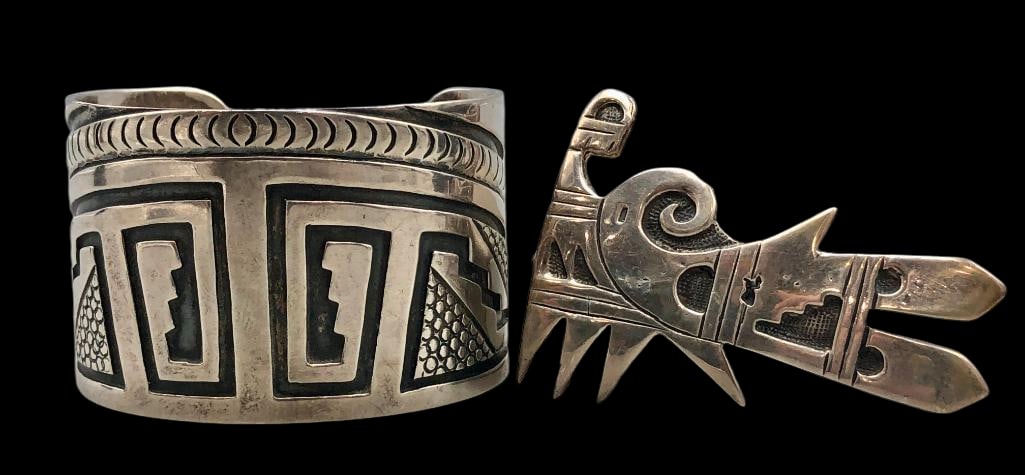 Overlay Sterling Silver Cuff Bracelet By Douglas Holmes With Sterling Silver Overlay Pin (1 of 11)