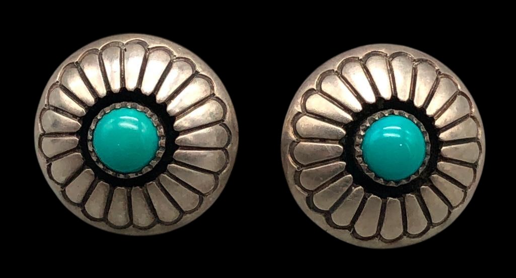 Lee Yazzie Sterling Silver And Turquoise Earrings (1 of 11)
