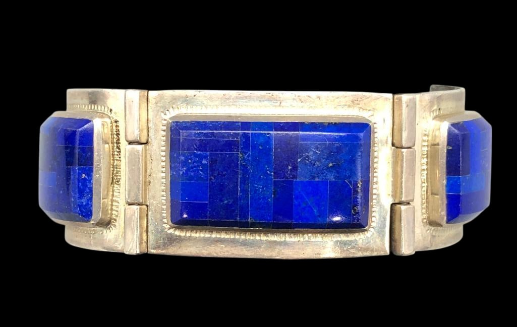Sterling Silver And Lapis Bracelet By Harold Lujan Taos Pueblo (1 of 11)