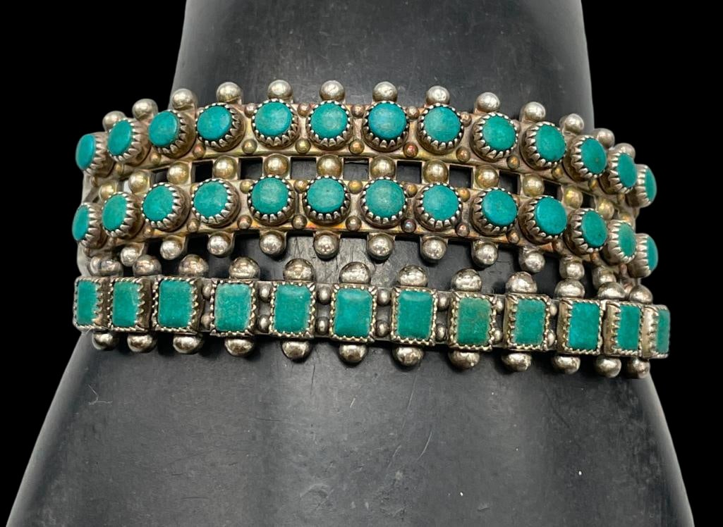 Two Zuni Sterling Silver Block Bracelets (1 of 13)