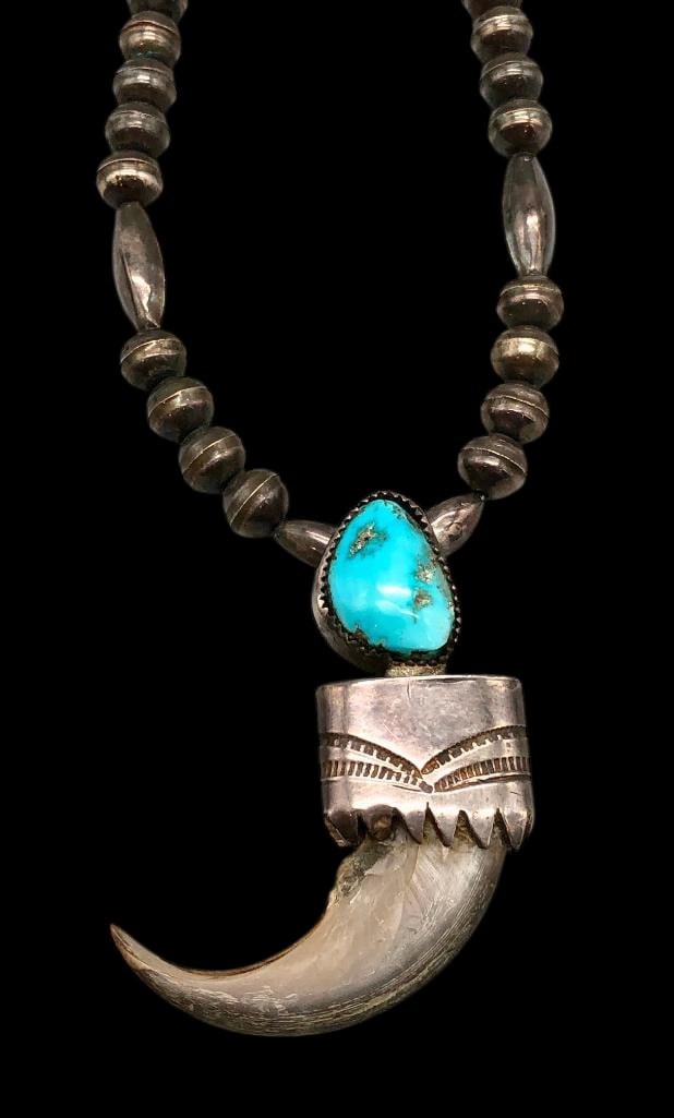 Sterling Silver Turquoise And Claw Necklace (1 of 17)
