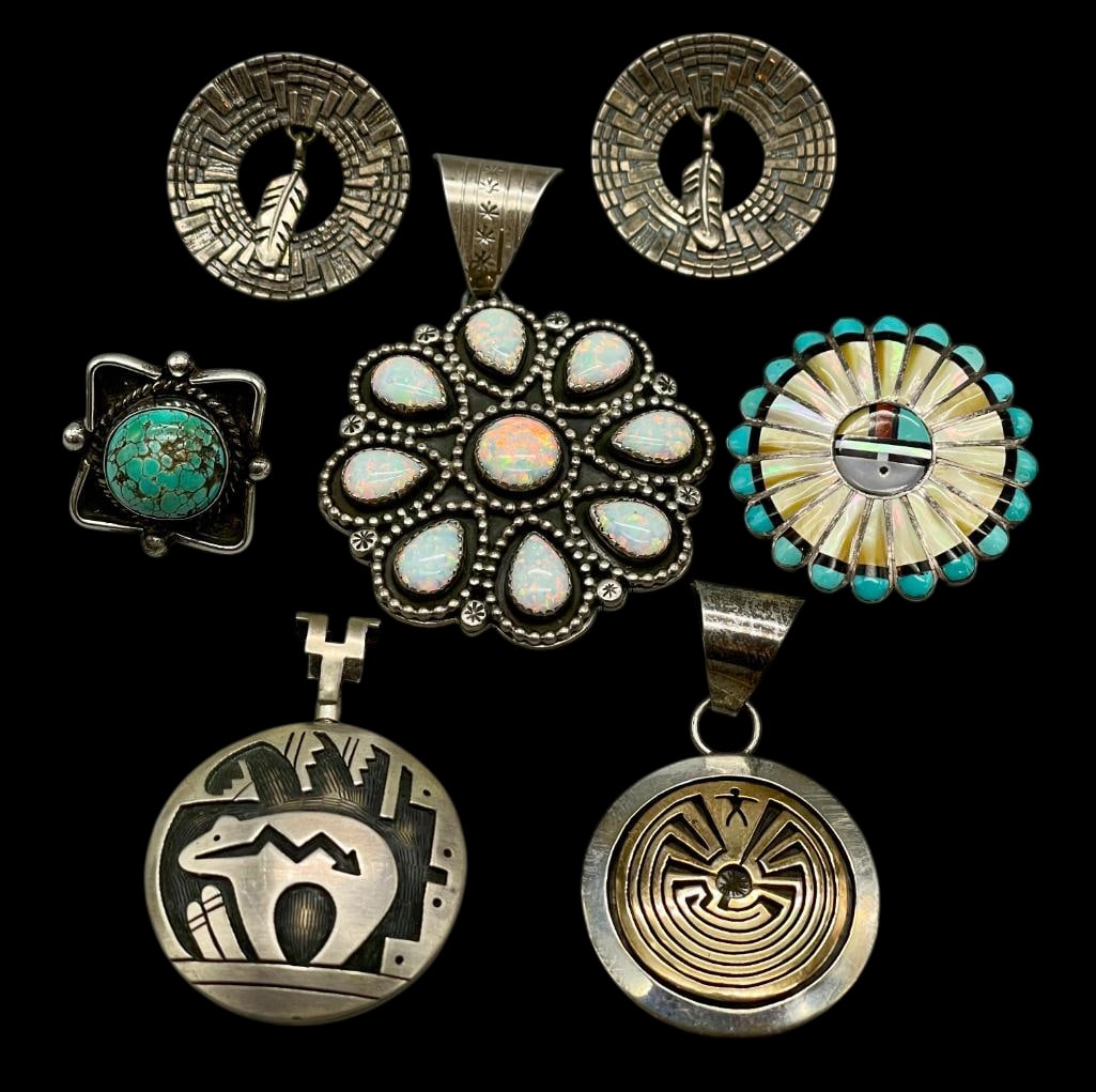 Group Of Sterling Silver Jewelry Pendant, Pin, Etc. (1 of 14)