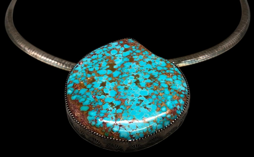 Gemmy Webbed Turquoise And Sterling Silver Pendant (1 of 17)