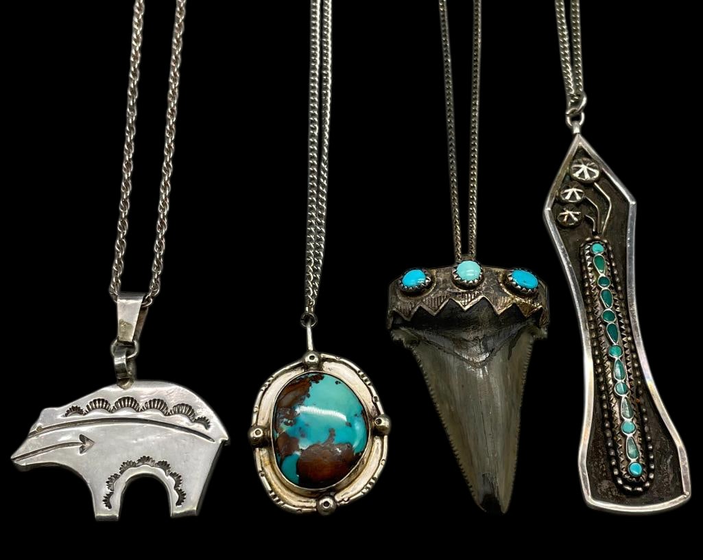 Four Sterling Silver Pendants On Chains (1 of 16)