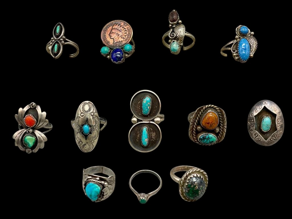 Group Of Twelve Sterling Silver Rings, Various Designs (1 of 14)