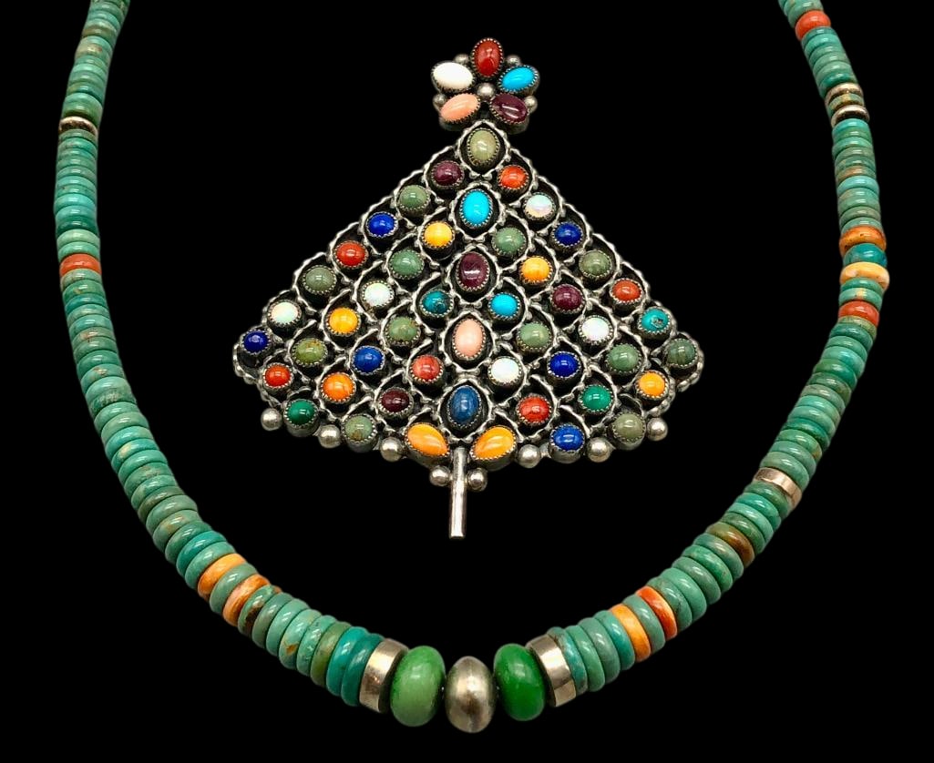 Turquoise Necklace And Multistone Pin By Lister (1 of 17)