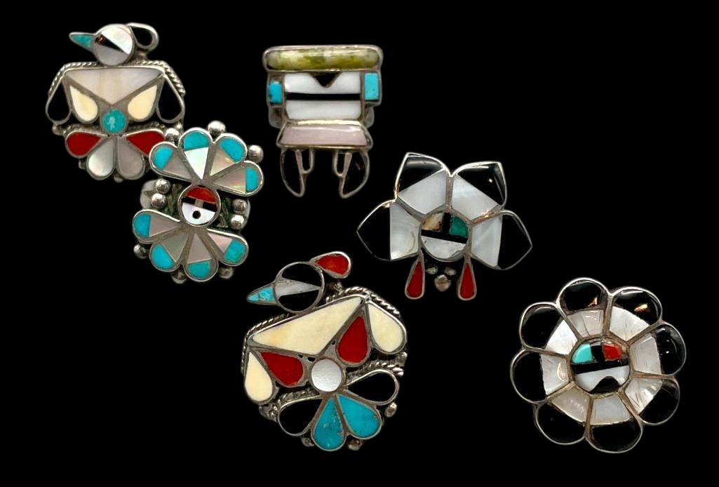 Vintage Six Zuni Inlay Rings (1 of 11)
