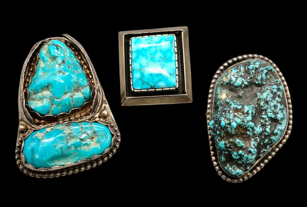 Three Nice Sterling Silver And Turquoise Rings (1 of 11)