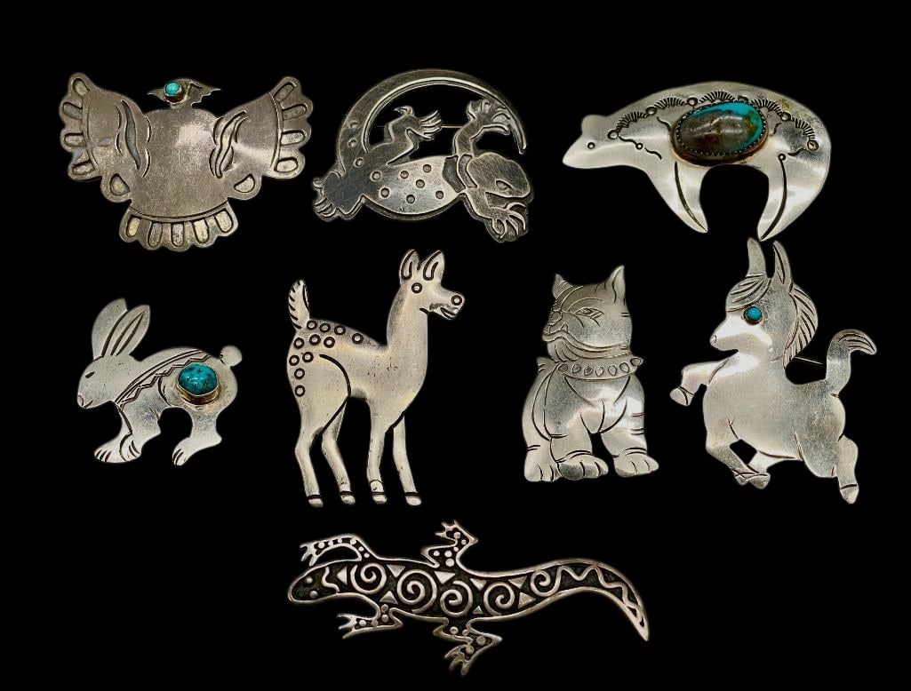 Eight Sterling Silver Animal Themed Pins (1 of 8)