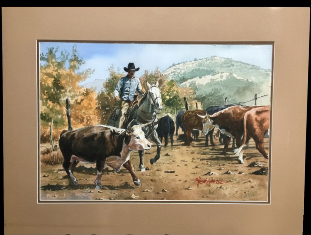 Cuttin' an Original Watercolor By Hank Richter (1 of 10)