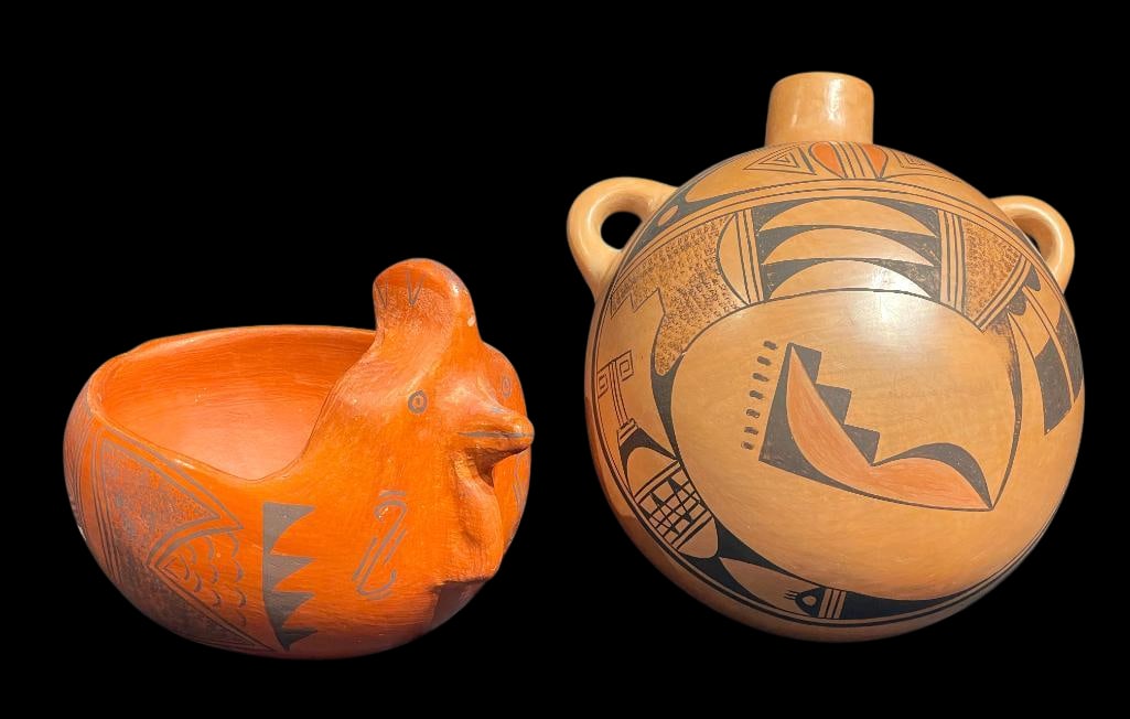 Vintage Hopi Canteen And Effigy Bowl (1 of 11)