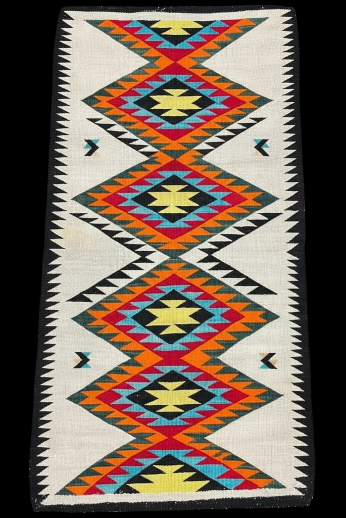 Circa 1950s Eye Dazzler Navajo Rug 32 x 58 Inches (1 of 17)