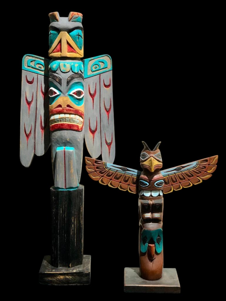 Group Of Two Northwest Coastal Totem Carvings (1 of 9)