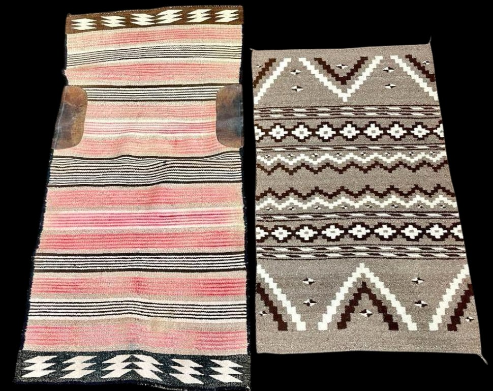 Two Navajo Textiles, One Double Saddle Blanket And One Non Regional Blanket (1 of 15)