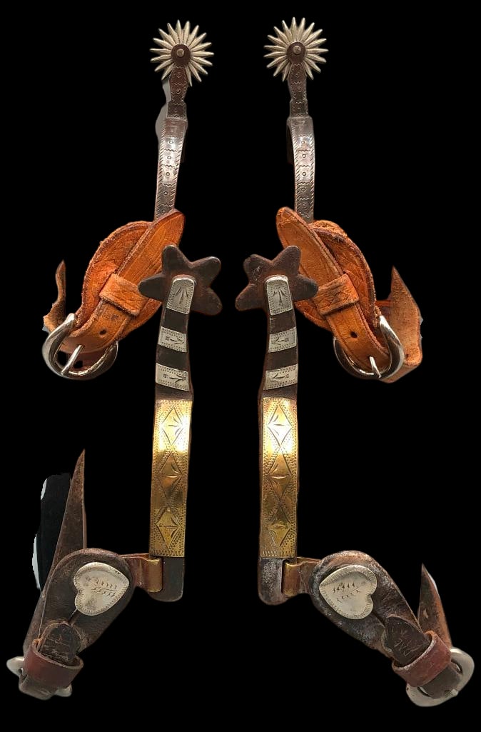 Two Pair Of Vintage Iron Spurs With Straps (1 of 17)
