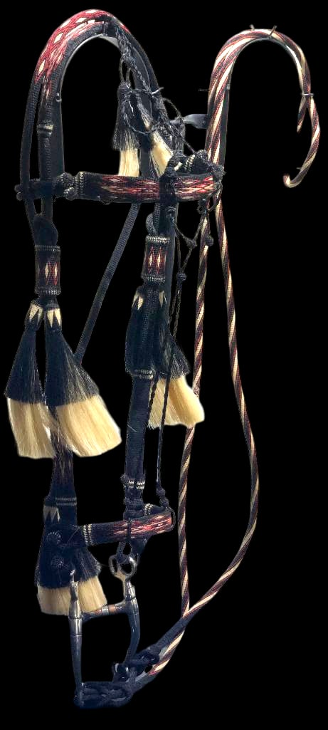 Exquisite Contemporary Deer Lodge Hitched Horsehair Bridle (1 of 12)
