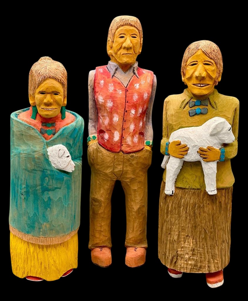 Group of Three Folk Art Carvings By Johnson Antonio 1989 (1 of 10)