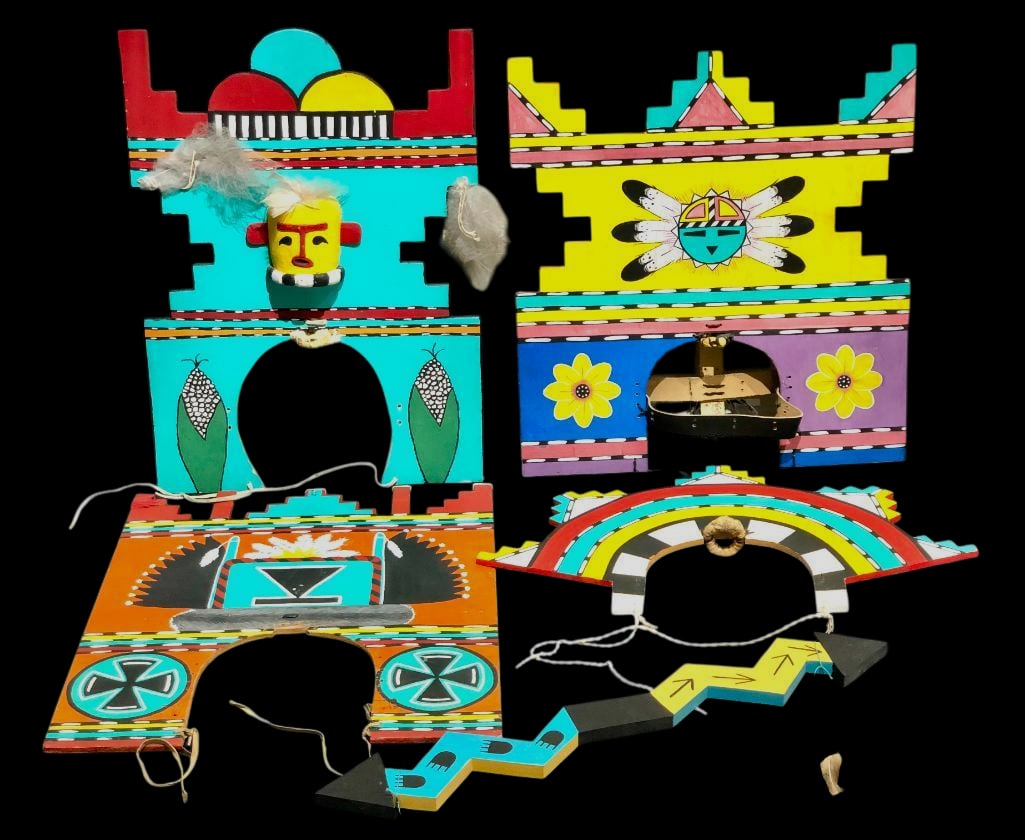 Group of Four Hopi Tabletas And One Ceremonial Lightning Stick (1 of 15)