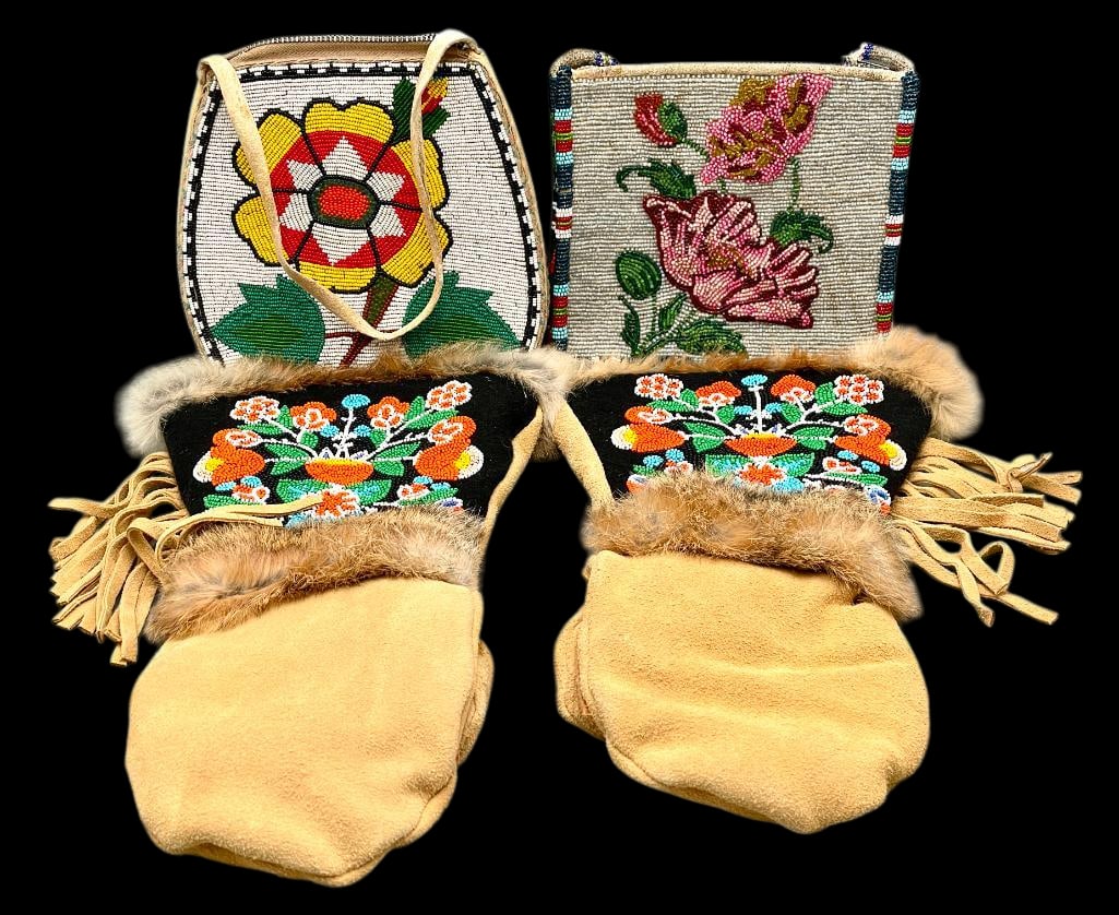 Two Plateau Beaded Pouches with Beaded Mittens (1 of 16)
