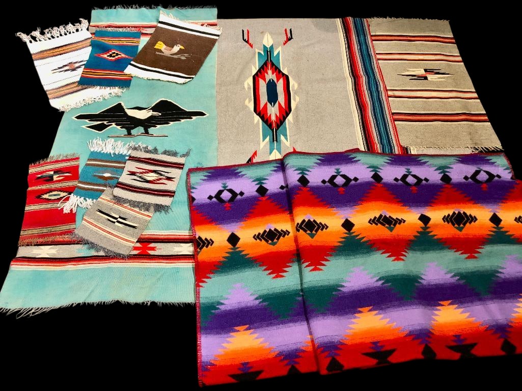 Group of Chimayo, Mexican Weavings and Camp Blanket By Beacon (1 of 19)
