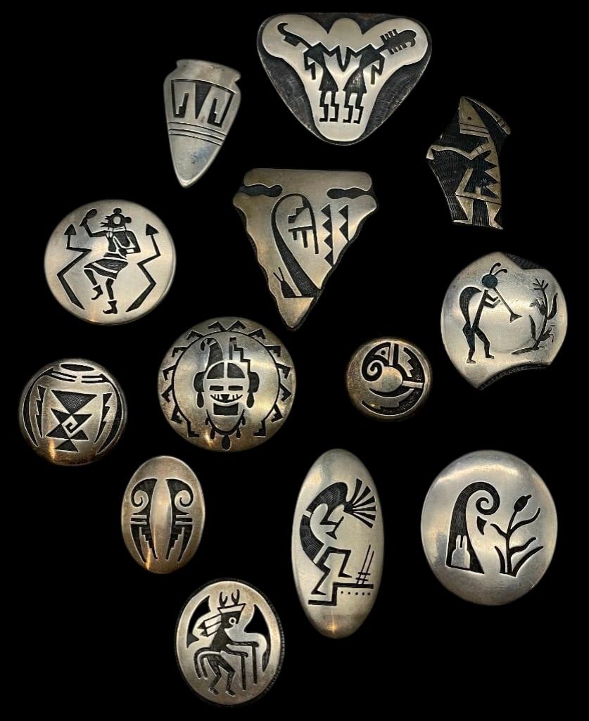 13 Hopi Sterling Silver Overlay Style Pins/Pendants (1 of 12)