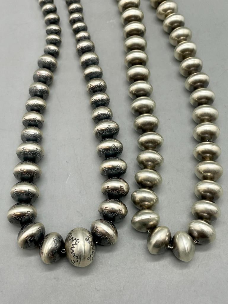 Two Contemporary Sterling Silver Beaded Necklaces - 3