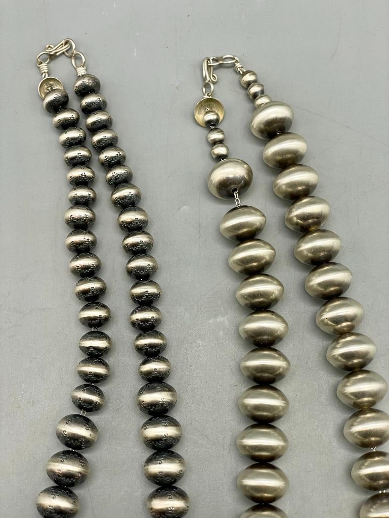 Two Contemporary Sterling Silver Beaded Necklaces - 6