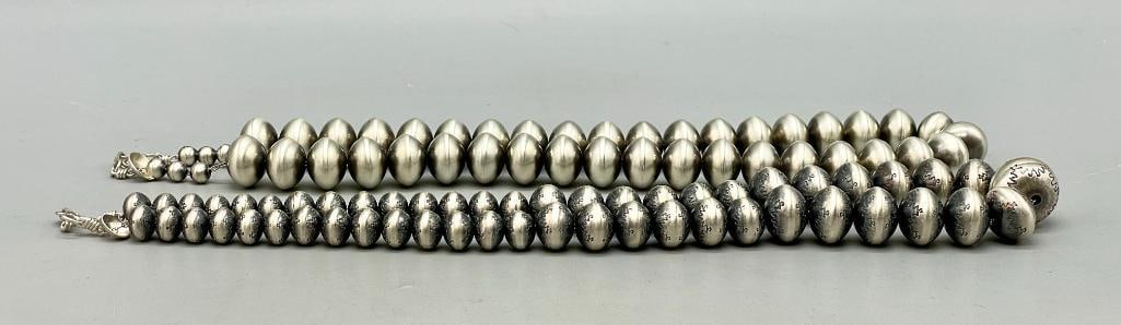 Two Contemporary Sterling Silver Beaded Necklaces - 7