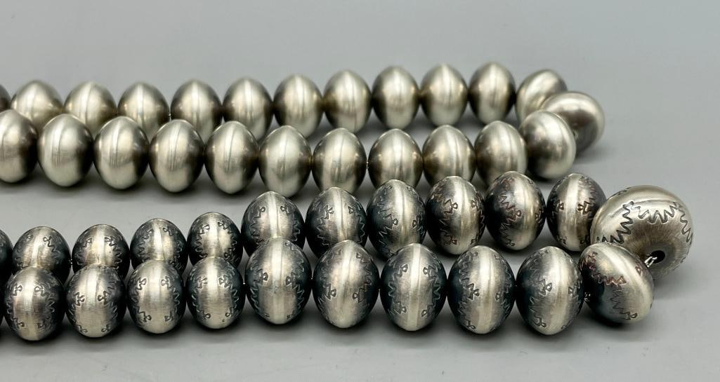 Two Contemporary Sterling Silver Beaded Necklaces - 8