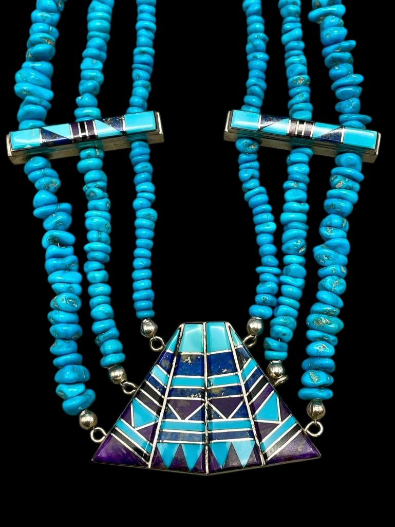 Multi Stone Inlay Necklace By David Freeland Jr (1 of 18)