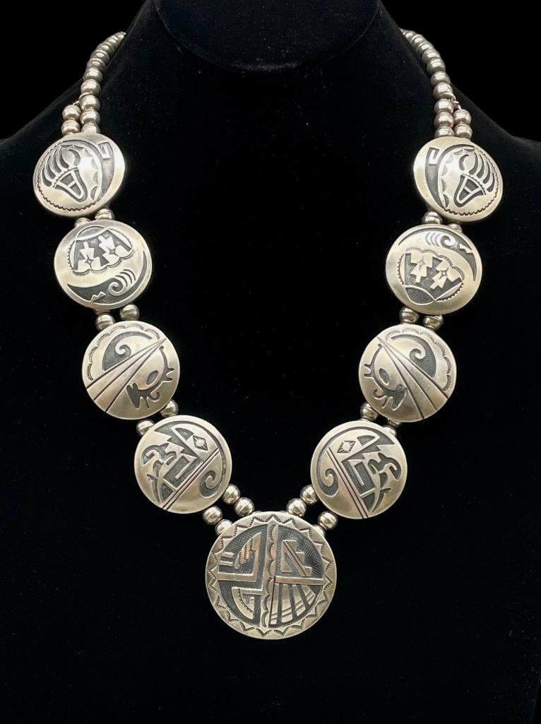 Sterling Silver Overlay Style Necklace On Beads (1 of 17)
