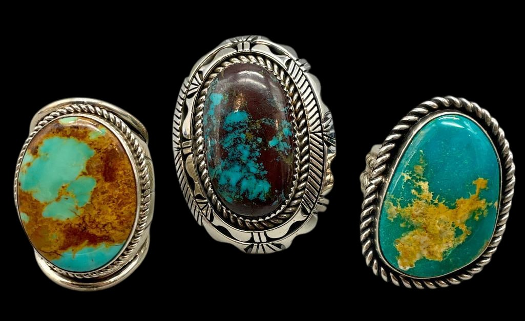 Three Contemporary Turquoise And Sterling Silver Rings (1 of 9)
