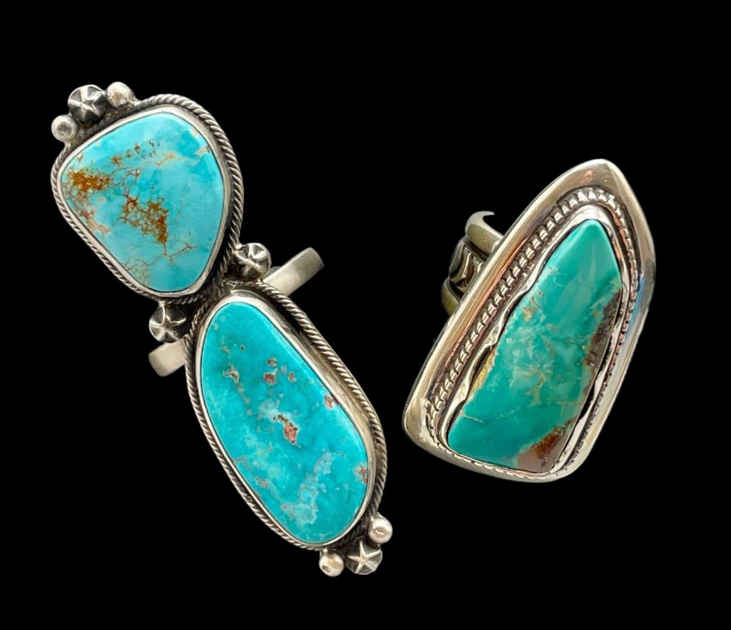 Two High Grade Turquoise Contemporary Sterling Silver Rings (1 of 11)
