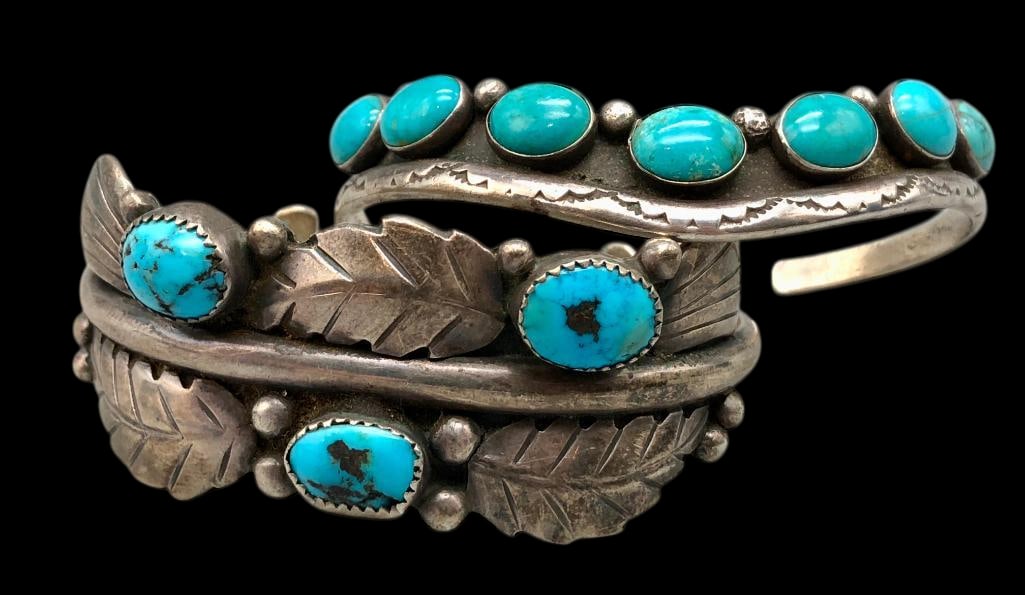 Two Vintage Turquoise And Sterling Silver Bracelets (1 of 10)