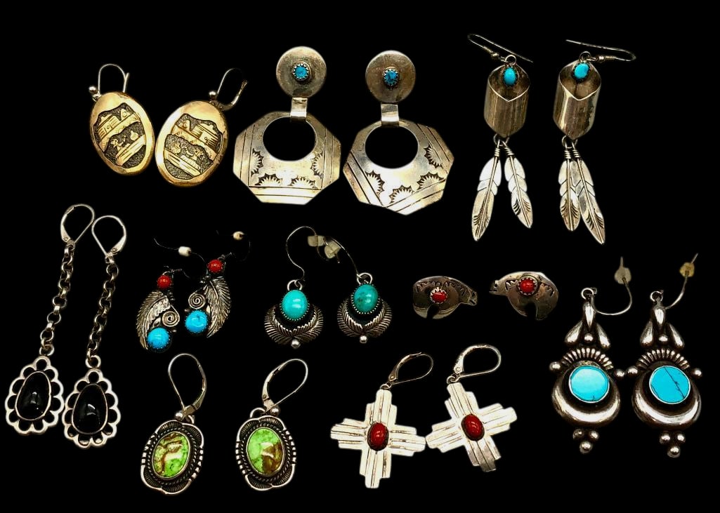 10 Pairs Of Sterling Silver Earrings - Mostly Vintage (1 of 11)