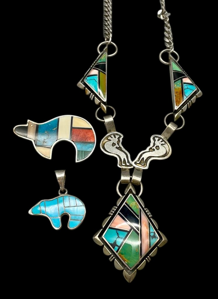 Group Of Two Inlay Pendants And Inlay Necklace -Sterling Silver (1 of 17)