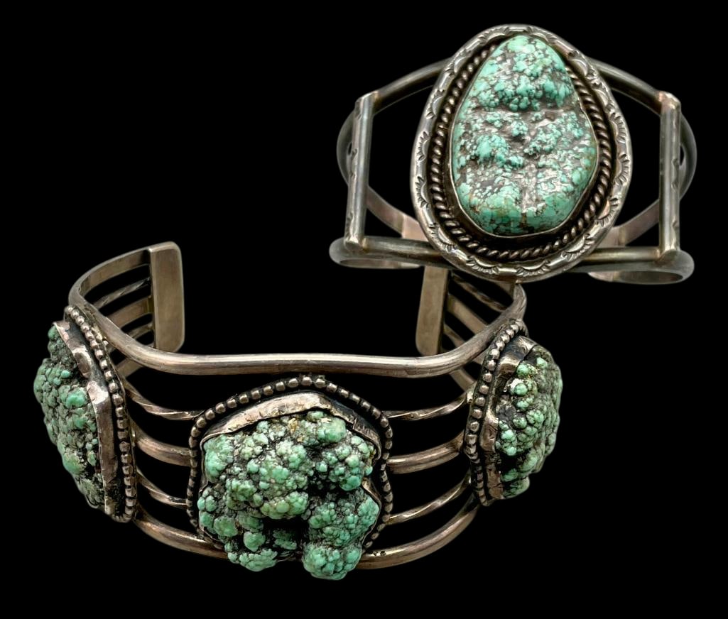 Two Vintage Sterling Silver And Turquoise Bracelets (1 of 12)