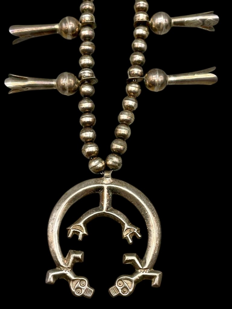 Vintage Sterling Silver Rainbow Man Themed Squash Blossom Necklace (1 of 15)