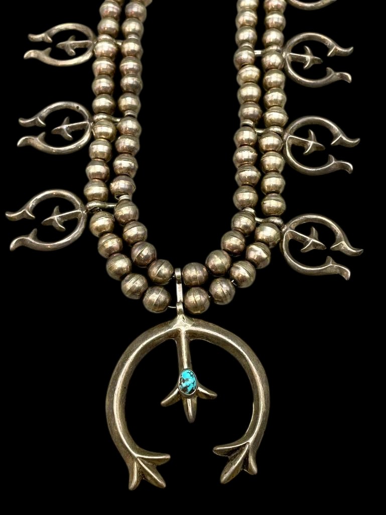 Vintage Sterling Silver Naja Themed Squash Blossom Necklace (1 of 15)